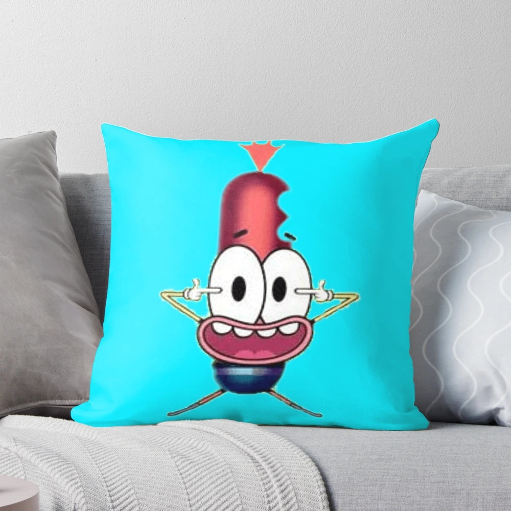 Cute and funny Pinky Malinky cartoon character pillow for cozy relaxation and friendship
