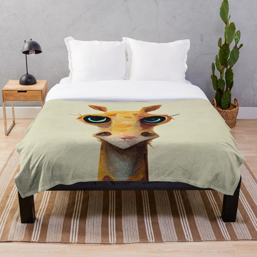 Adorable kawaii giraffe plush blanket