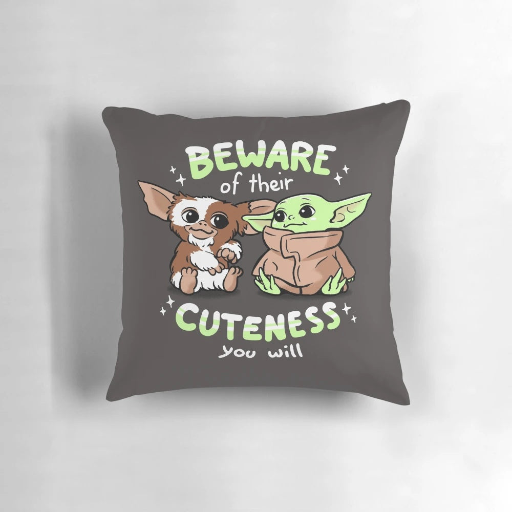 Soft and plush pillow featuring the adorable Gizmo and green child character from the 1980s cult classic Gremlins movie.