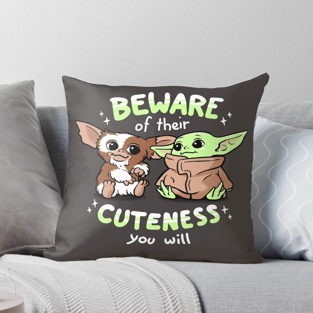 Soft and plush pillow featuring the adorable Gizmo and green child character from the 1980s cult classic Gremlins movie.