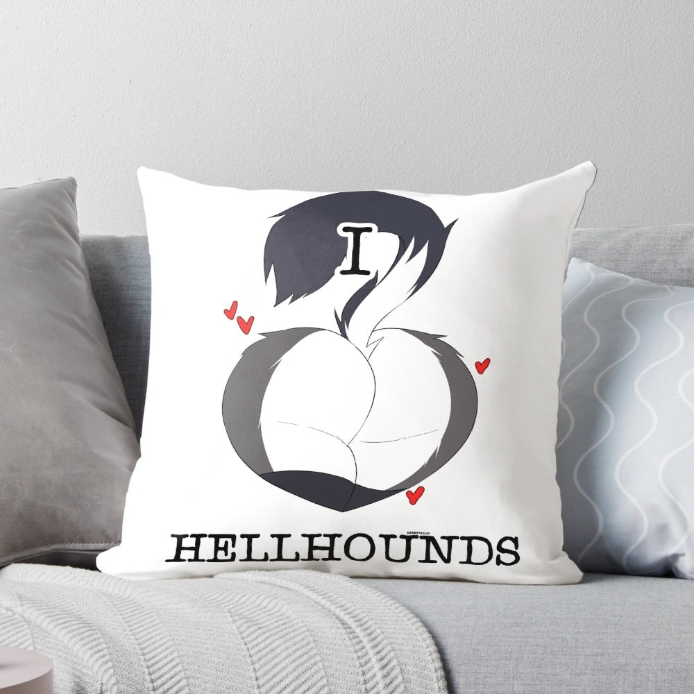Soft and cuddly Helluva Boss Loona pillow featuring a cute wolf-like character with a fluffy butt.