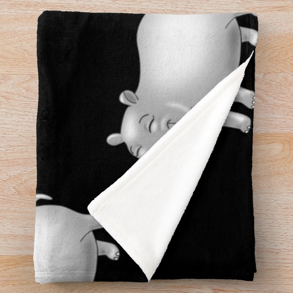 Cute hippopotamus plush blanket for bedroom or nursery