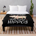 Cute hippopotamus plush blanket with flower pattern design