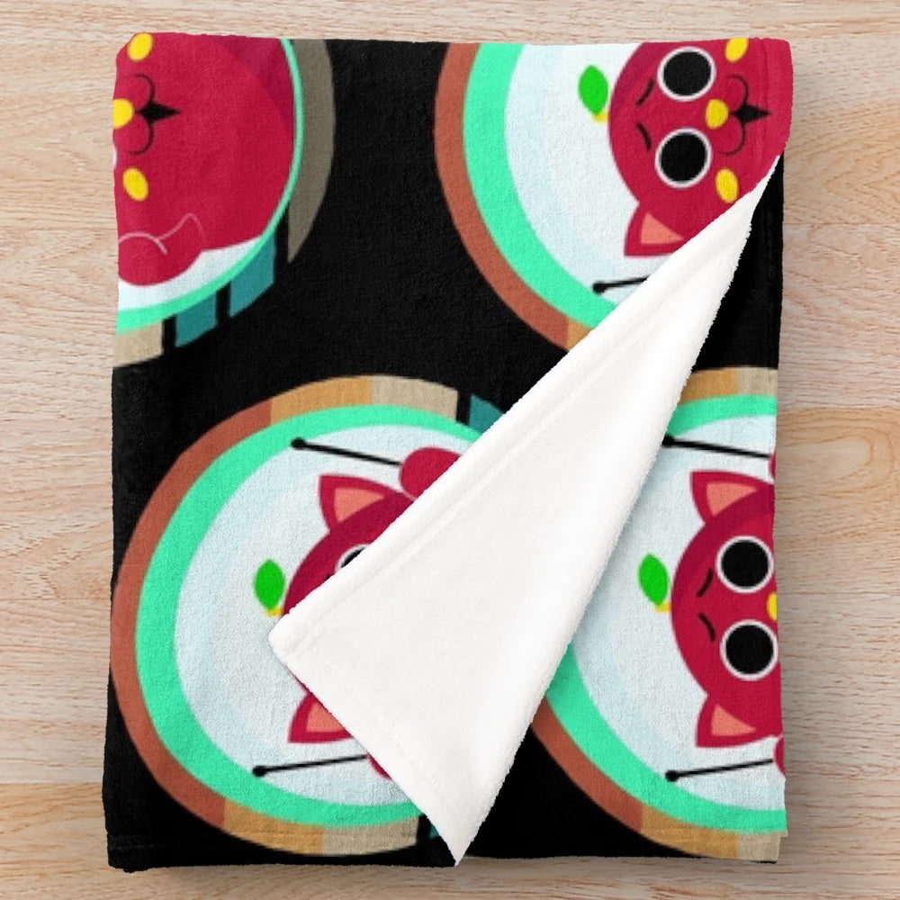 Nyango Star Japanese cat drummer mascot plush blanket