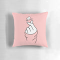 Soft plush heart-shaped pillow in a cute Korean design, perfect for kpop fans and bedroom decor