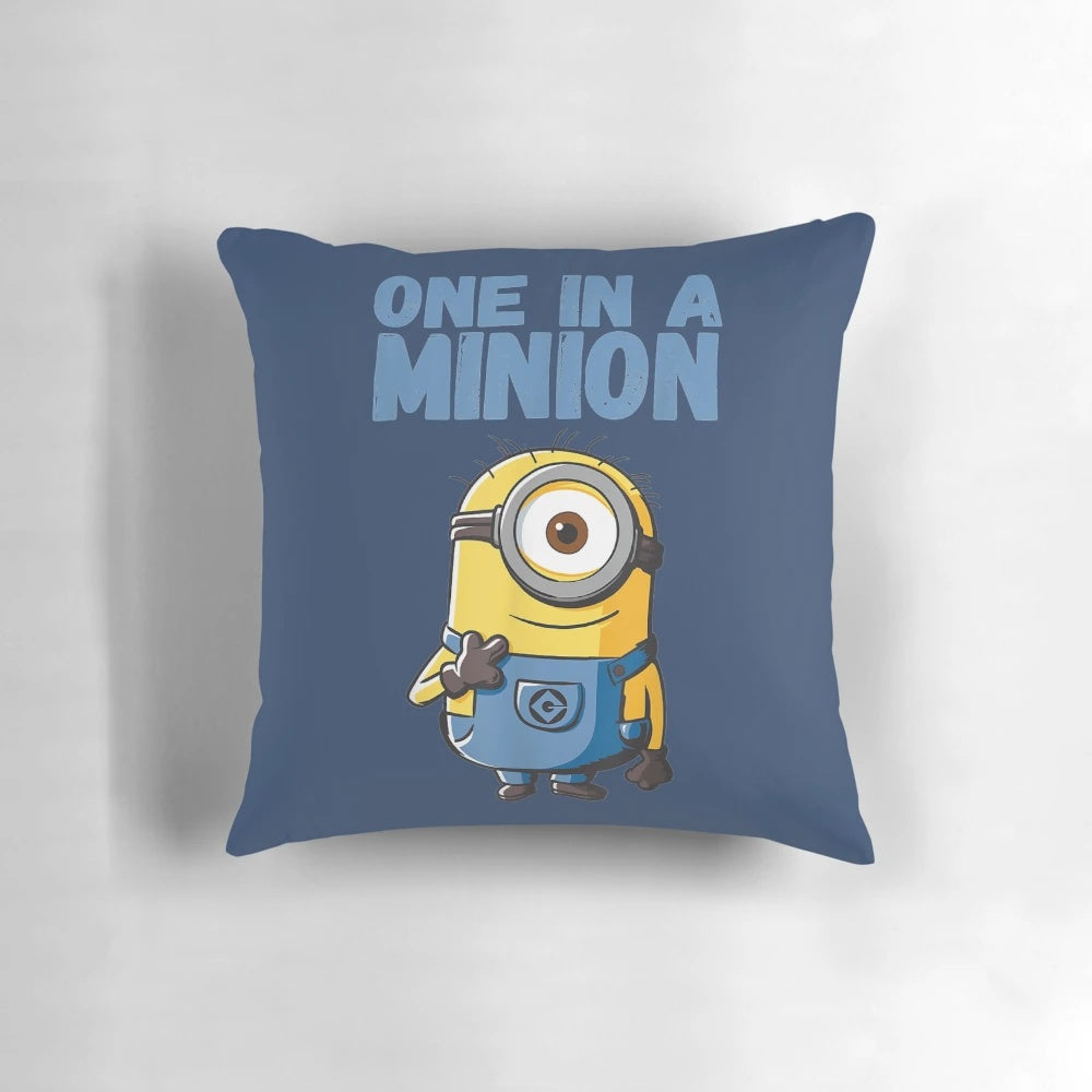 Colorful minion character drawing printed on a soft, comfortable pillow