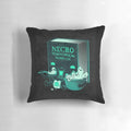 Adorable Necronomicon-themed pillow with a whimsical "nomnomnom" design, perfect for Lovecraft and Cthulhu fans.