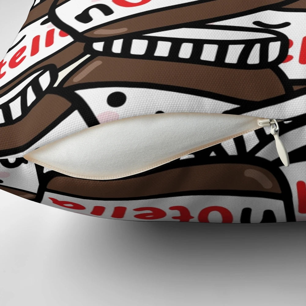 Vibrant Nutella-patterned Pillow Ideal for YouTube Fans and Home Decor