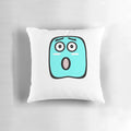 Soft, blue 'OH' shaped plush pillow with a cute smiley face design