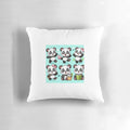 Panda bear stickers on a soft, plush pillow
