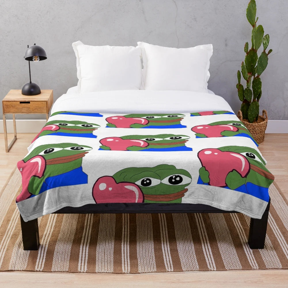 Peepo Heart Pepe Frog Plush Blanket