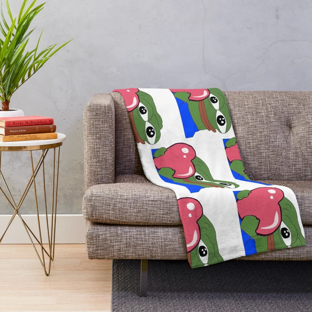 Peepo Heart Pepe Frog Plush Blanket