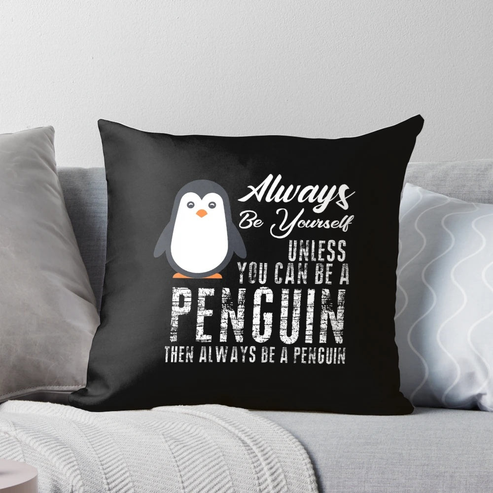 Soft and plush penguin-shaped pillow with a playful and adorable design, perfect for penguin lovers.