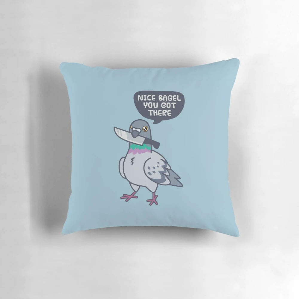 Adorable Pigeon Holding a Knife Decorative Pillow