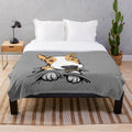 Cute puppy bull terrier plush blanket in tan and white colors