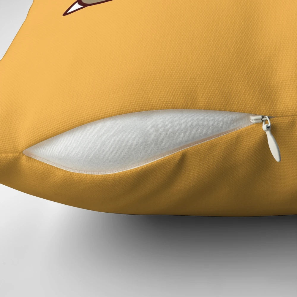 Adorable cartoon sloth and bumble bee printed on a soft, plush pillow
