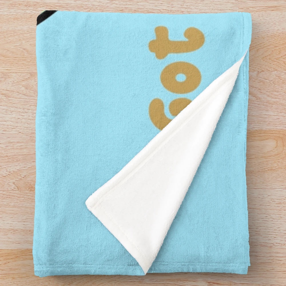 Yellow duck plush blanket with "Hey! Got Any Grapes?" inspired design