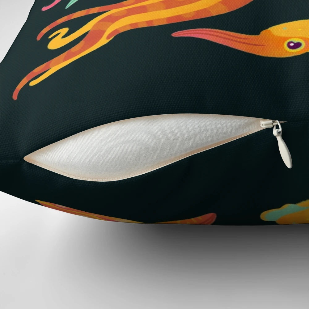 Cuttlefish decorative pillow featuring a vibrant, underwater design
