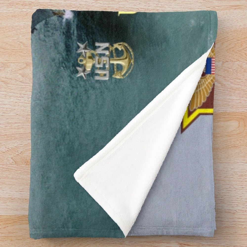 CV-59 USS Forrestal inspired plush blanket featuring the iconic aircraft carrier