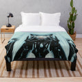 Plush blanket featuring a cyber-inspired white-haired anime girl design