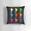 Cyberman pop art design printed on a high-quality throw pillow, perfect for sci-fi fans.