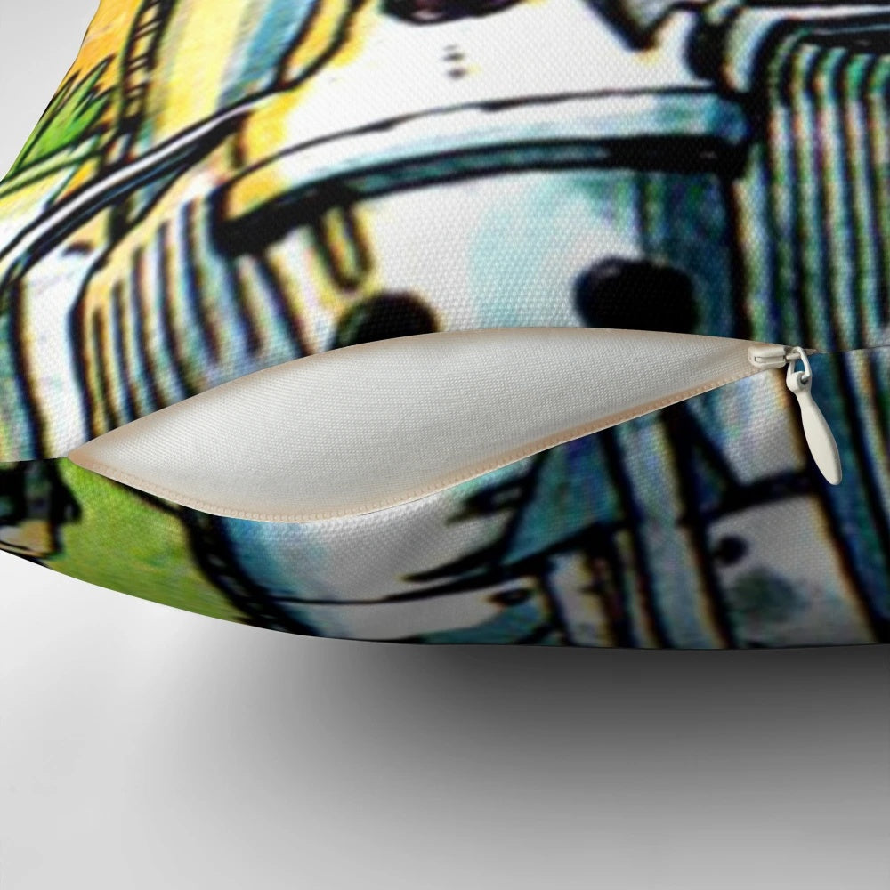 Cybermen-inspired decorative pillow with science fiction design