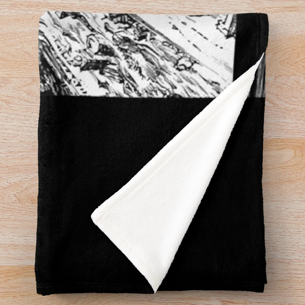 Cyberpunk plush blanket with city explosion design