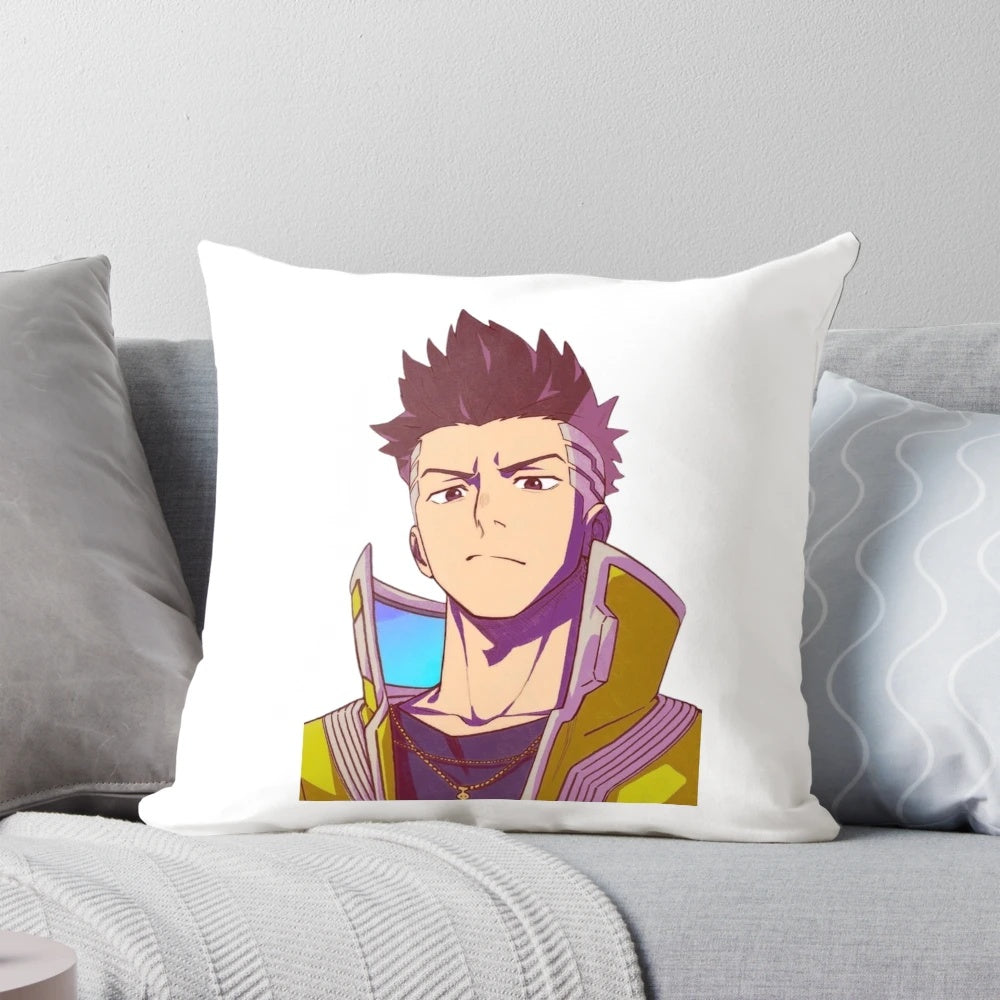 Cyberpunk-inspired decorative pillow featuring the character David