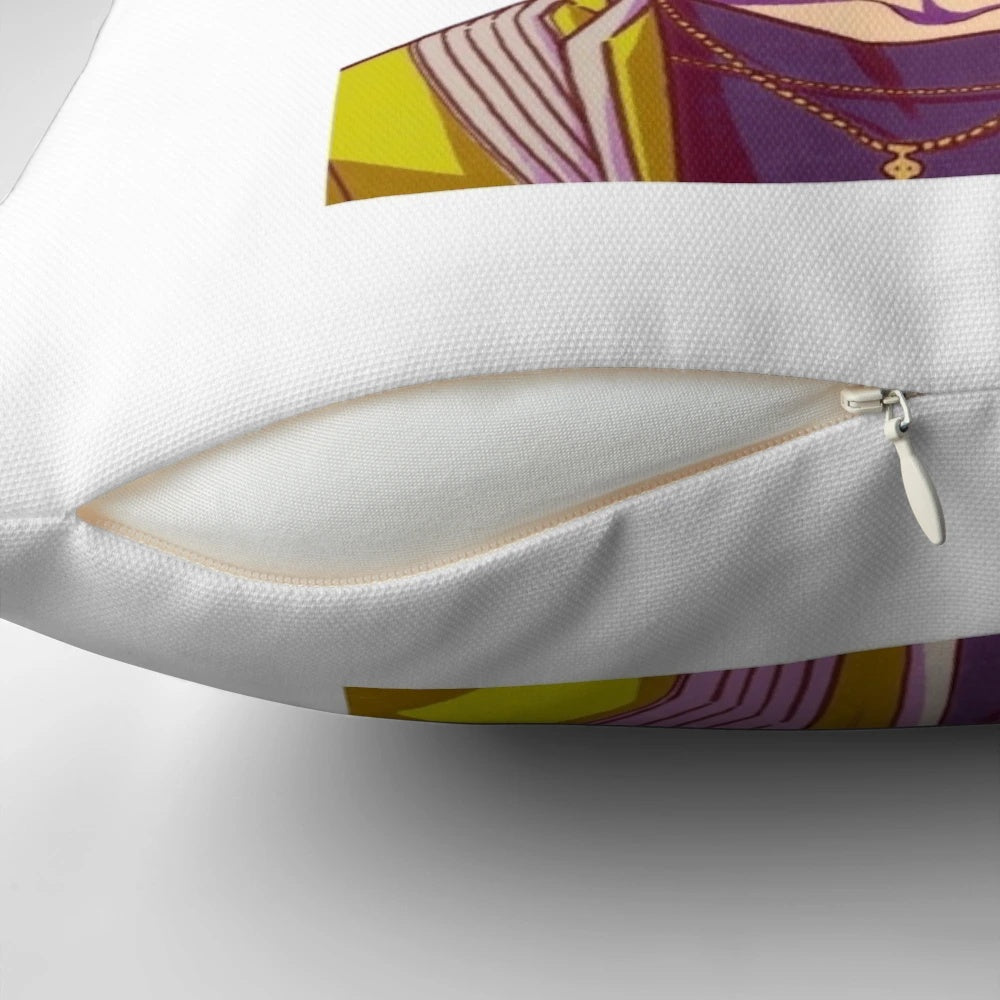 Cyberpunk-inspired decorative pillow featuring the character David