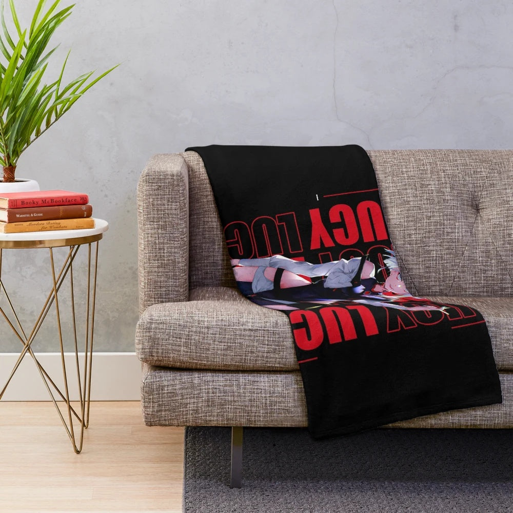 Cyberpunk-themed plush blanket featuring Lucy from Edgerunners