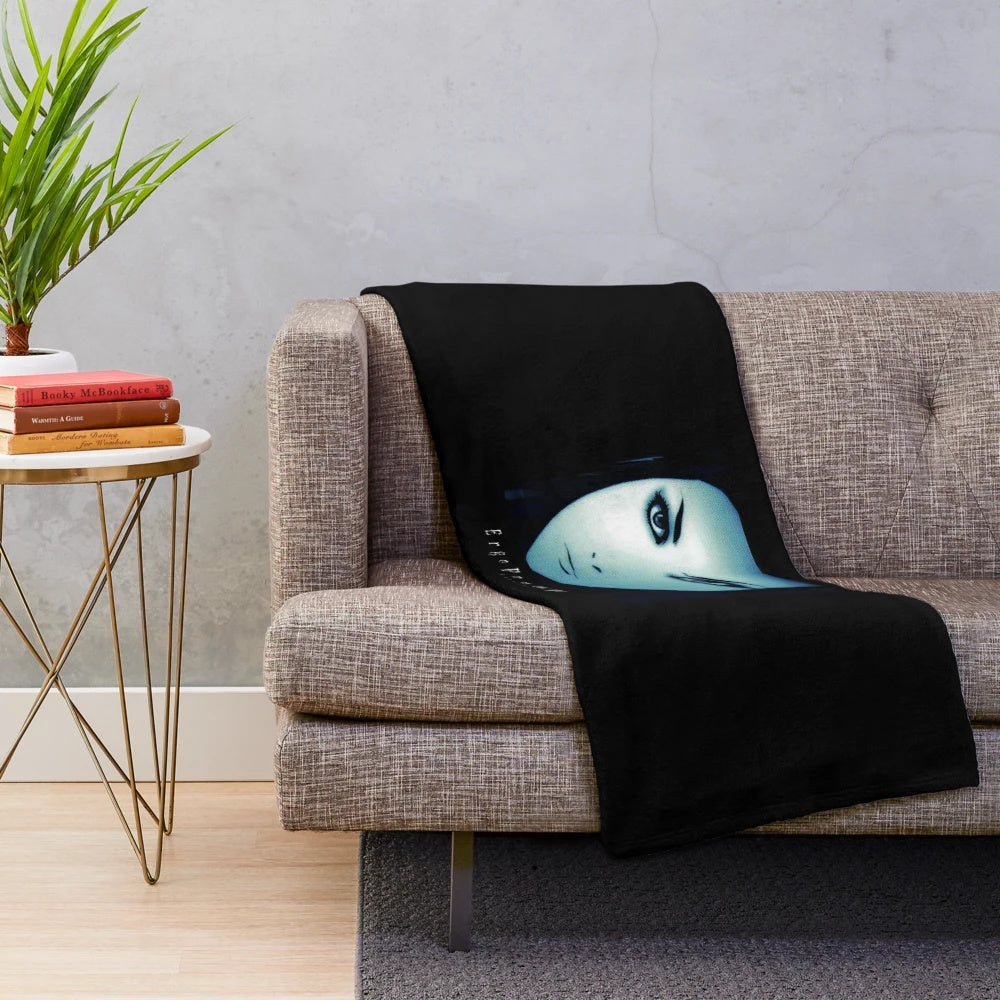 Cyberpunk inspired plush blanket featuring futuristic mecha and AI design