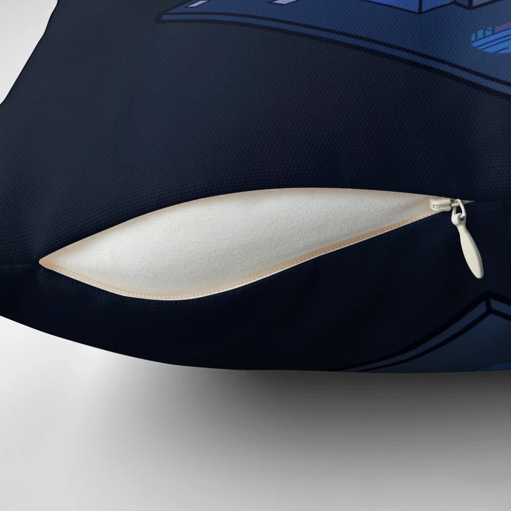Cyberpunk-inspired pillow with futuristic galaxy and night sky design