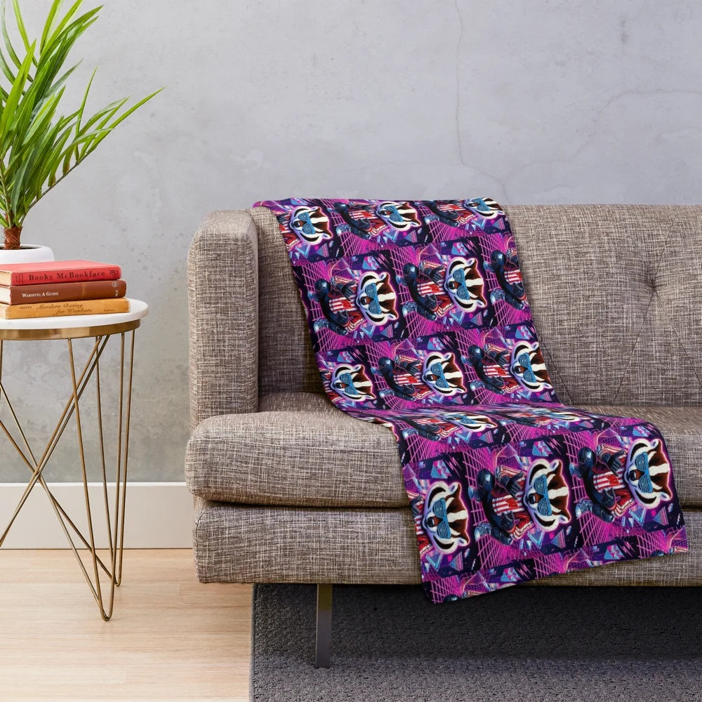 Cyberpunk plush blanket with wisconsin badger design