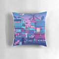 Cyberpunk village seerlight aesthetic pillow with lofi anime surreal design