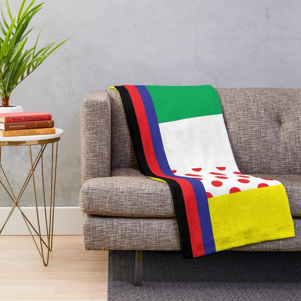 Cycling plush blanket featuring a tour jersey inspired design