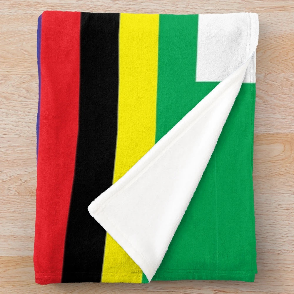 Cycling plush blanket featuring a tour jersey inspired design