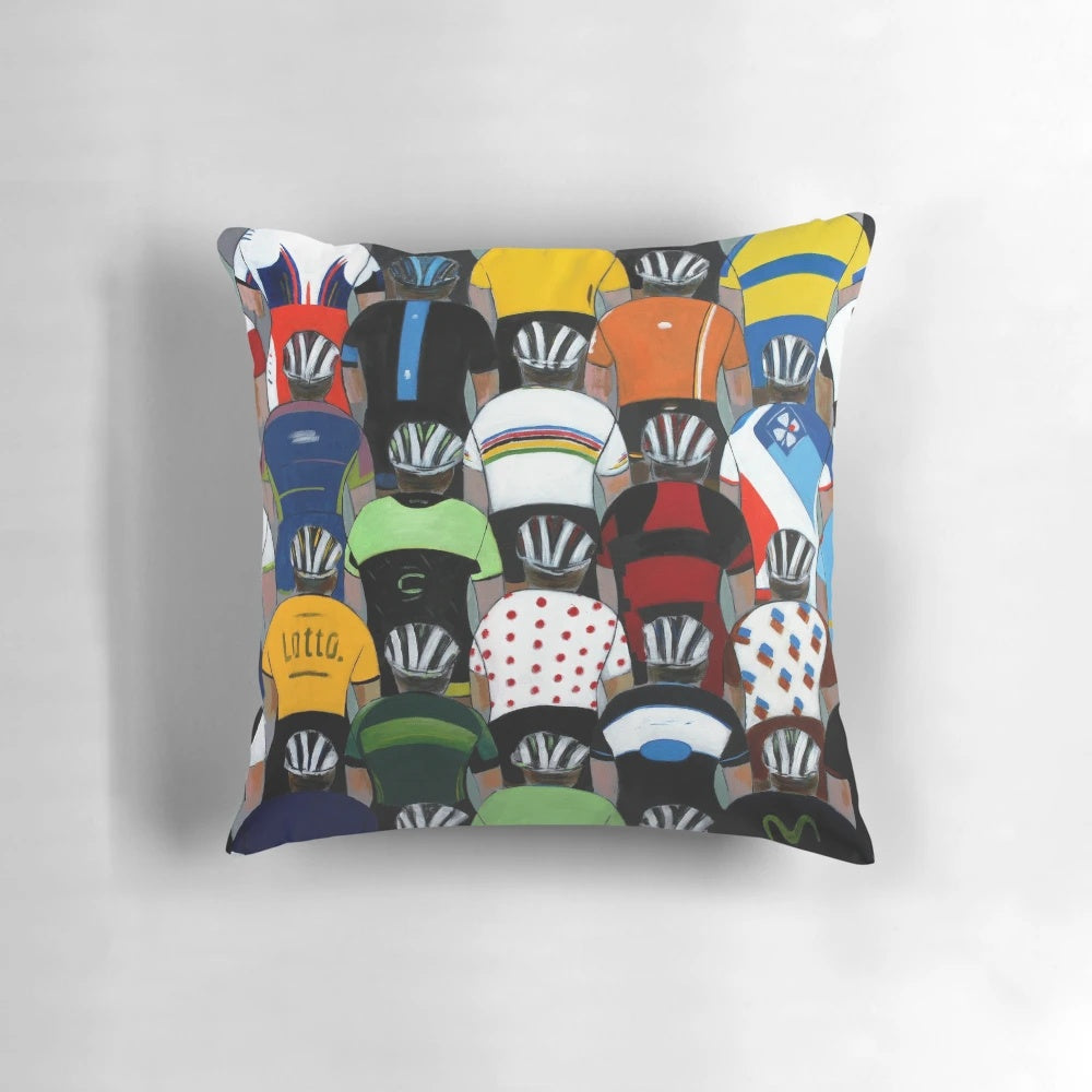 Maillots-inspired cycling jersey pillow with team logos