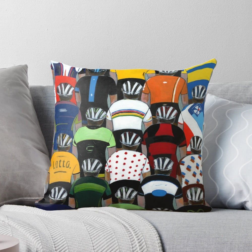 Maillots-inspired cycling jersey pillow with team logos