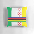 Colorful cycling jerseys pillow featuring popular cycling event logos and designs