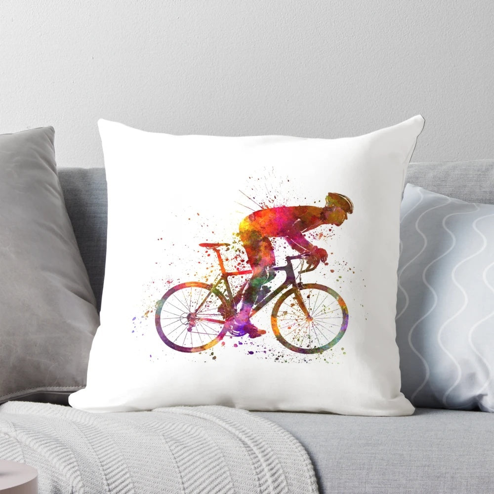 Cycling road bicycle pillow with a realistic bike design for cyclist decor and gifts
