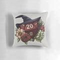 Soft, plush D20 dice pillow with a wizard/magic theme, perfect for tabletop RPG gamers.