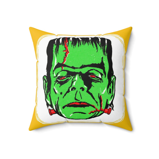 Vintage 1960's style Frankenstein pillow with a classic monster design