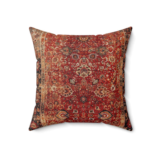 Vintage-inspired rug print pillow with 17th century Afghan design