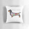 Dachshund Anatomy Pillow featuring the detailed anatomy of a dachshund dog breed