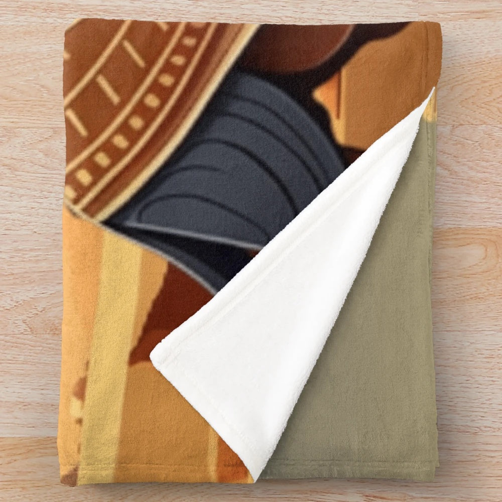 Dachshund plush blanket with Egyptian-inspired design