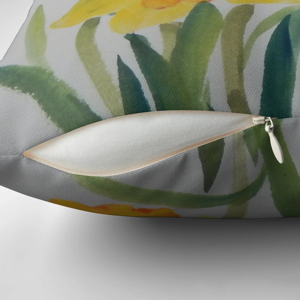 Daffodil-patterned pillow with a soft, comfortable design