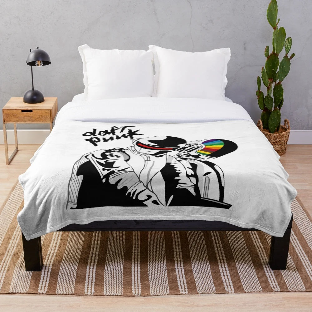 Daft Punk inspired plush blanket with electronic music design
