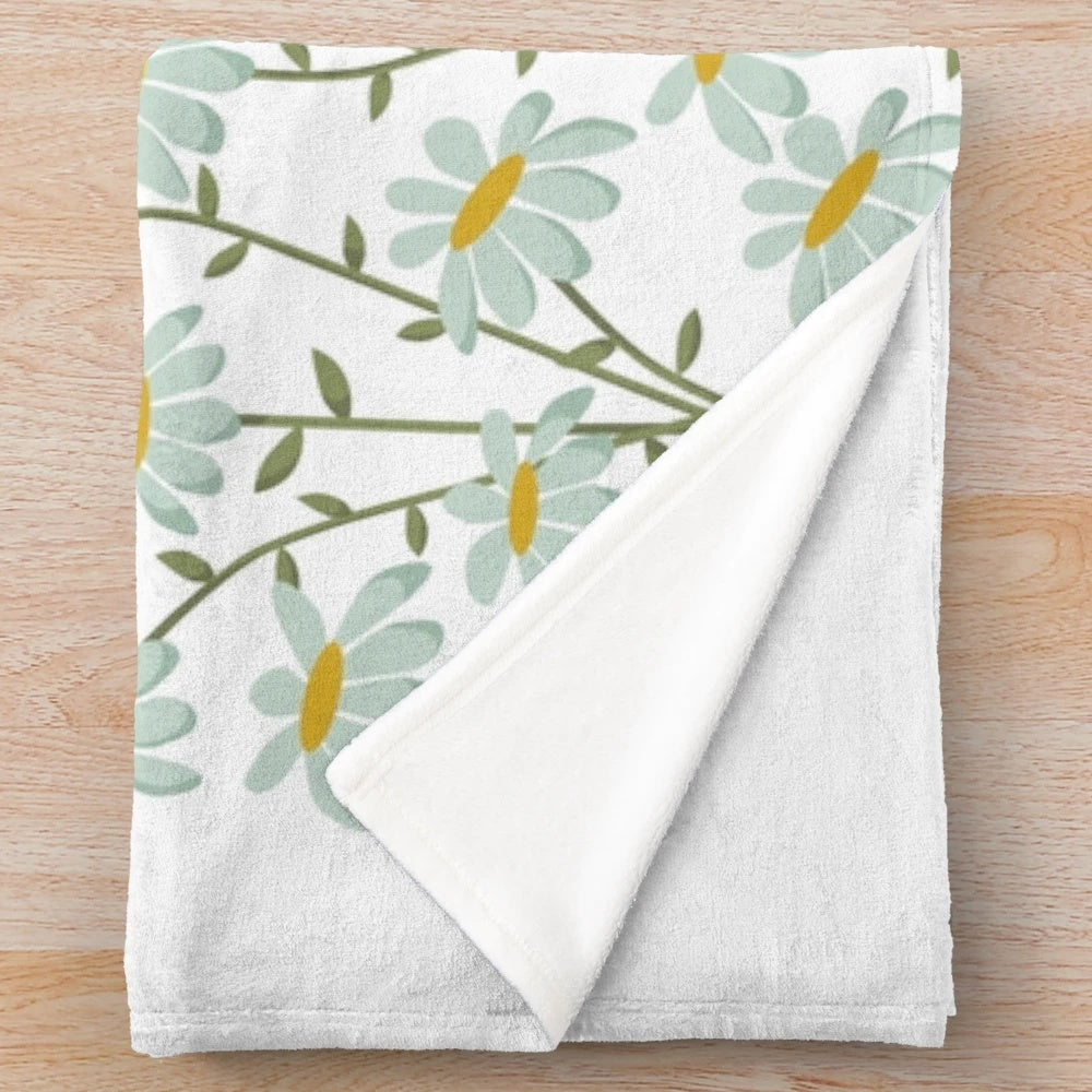Daisies plush blanket with digital floral design