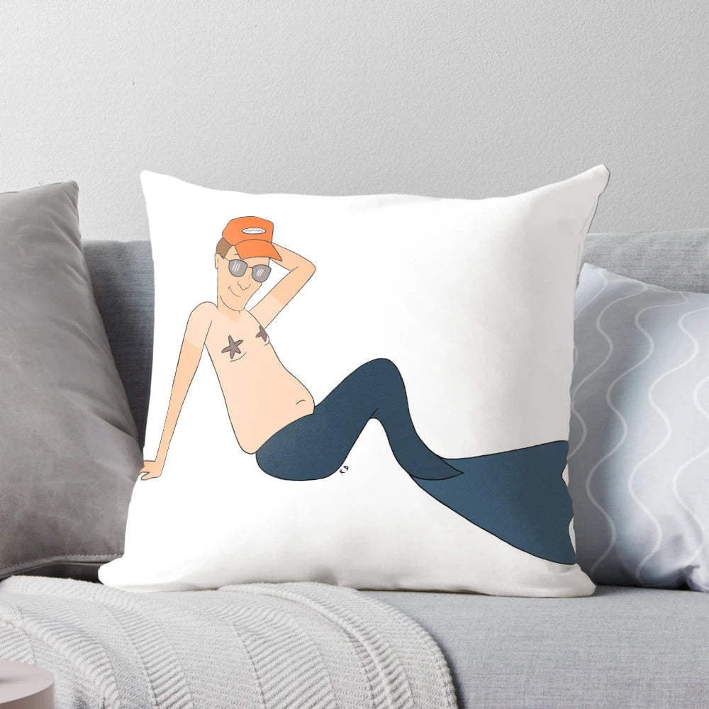A Pillow featuring the character Dale Gribble from the popular animated series King of the Hill, depicted as a mermaid.