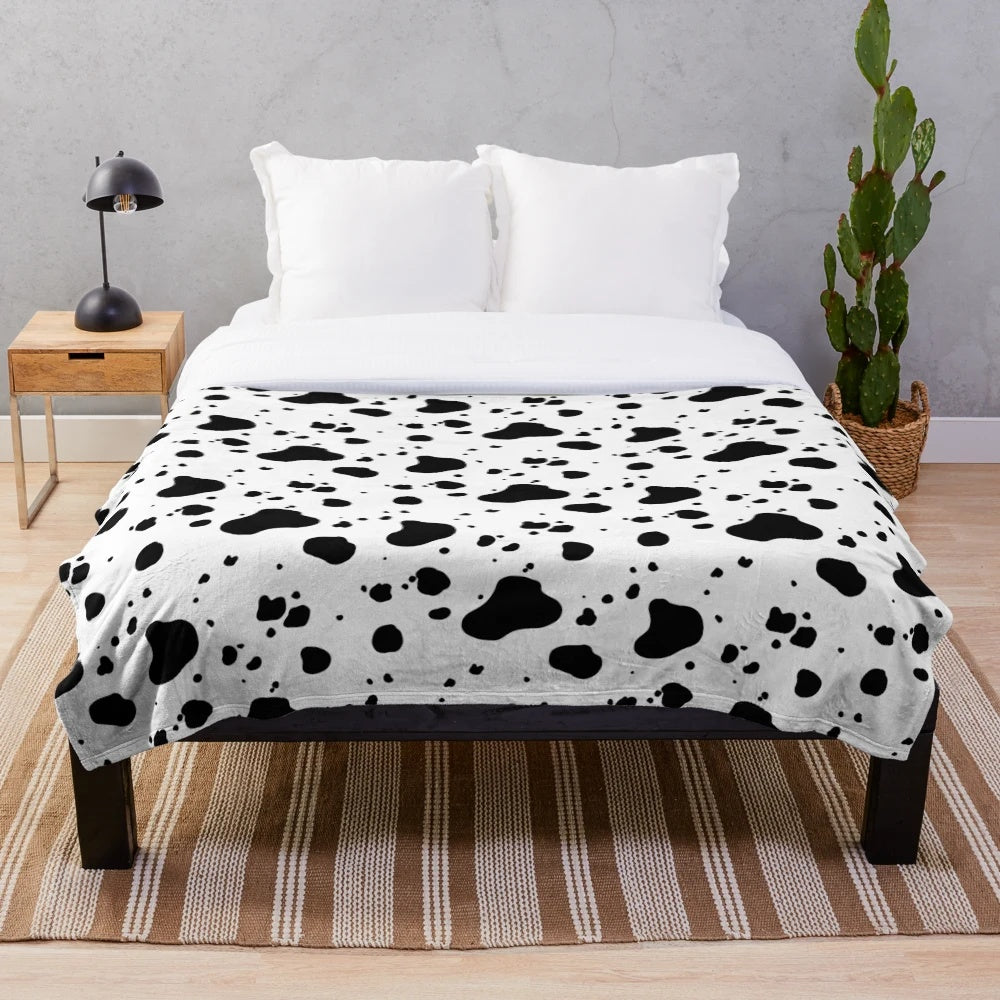 Dalmatian spots plush blanket for cozy home decor